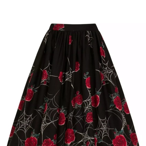 Hell Bunny SABRINA Skirt Red Roses & Spider Webs - Picture 2 of 6